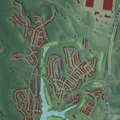 Close-up of the map of Brock Hall, Maryland print showing street and building detail