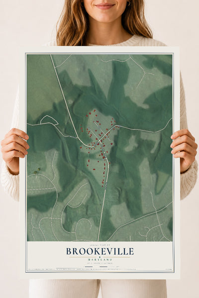 Map of Brookeville, Maryland, 18 x 24 inch unframed archival matte print