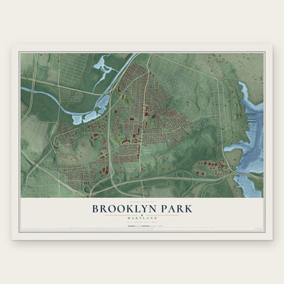 Brooklyn Park, Maryland map print, the full design