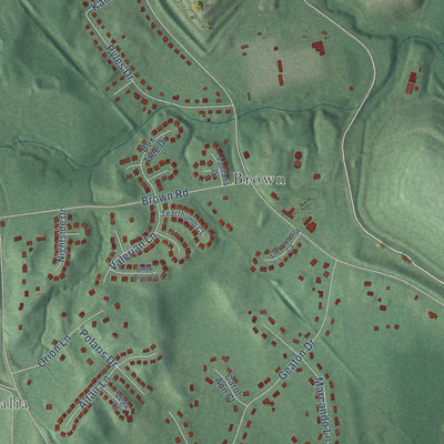 Close-up of the map of Brown Station, Maryland print showing street and building detail