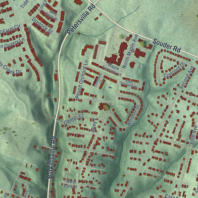 Close-up of the map of Brunswick, Maryland print showing street and building detail