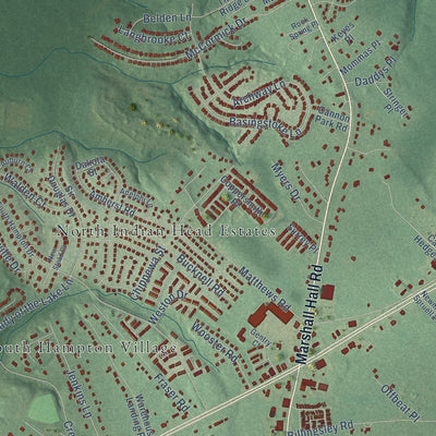 Close-up of the map of Bryans Road, Maryland print showing street and building detail