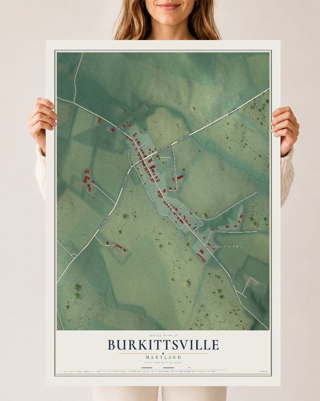 Map of Burkittsville, Maryland, 24 x 36 inch unframed archival matte print