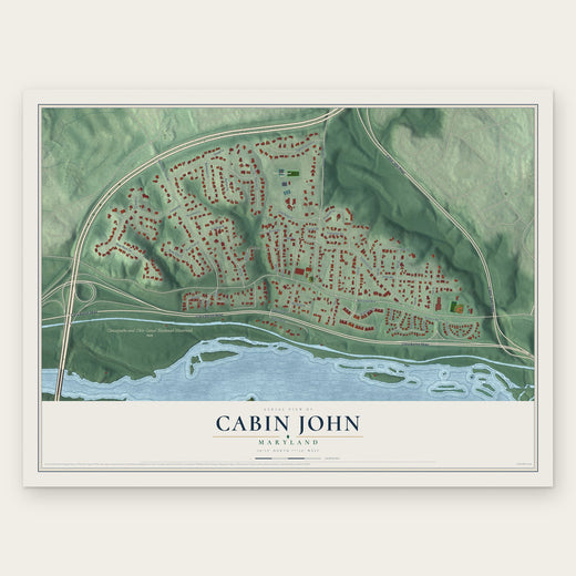 Cabin John, Maryland map print, the full design