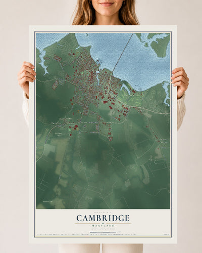 Map of Cambridge, Maryland, 24 x 36 inch unframed archival matte print