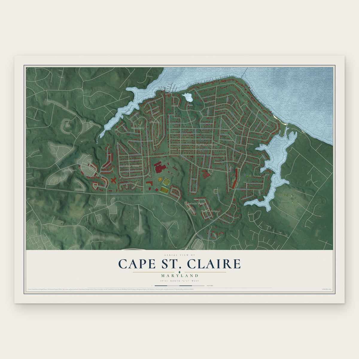 Cape St. Claire, Maryland map print, the full design