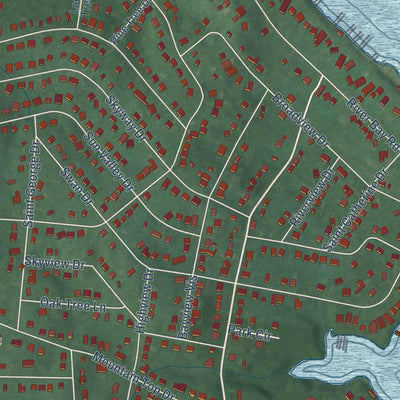 Close-up of the map of Cape St. Claire, Maryland print showing street and building detail