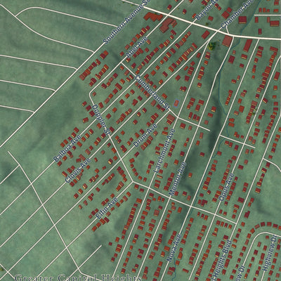 Close-up of the map of Capitol Heights, Maryland print showing street and building detail