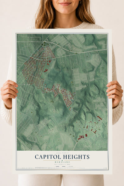 Map of Capitol Heights, Maryland, 18 x 24 inch unframed archival matte print