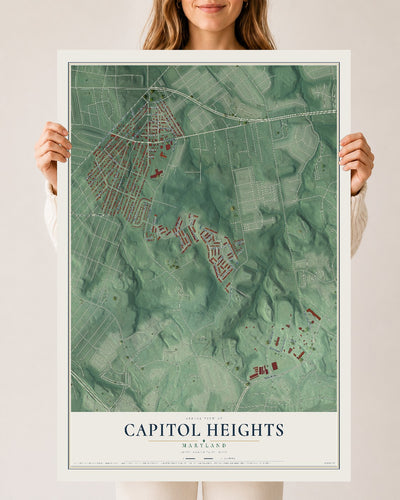 Map of Capitol Heights, Maryland, 24 x 36 inch unframed archival matte print