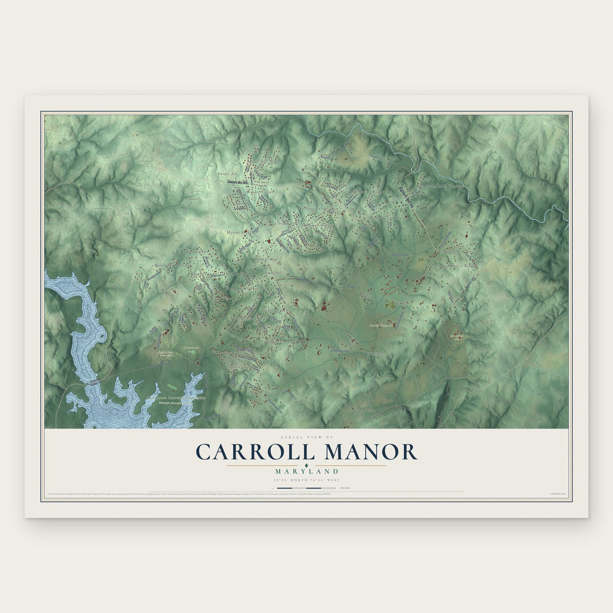 Carroll Manor, Maryland map print, the full design