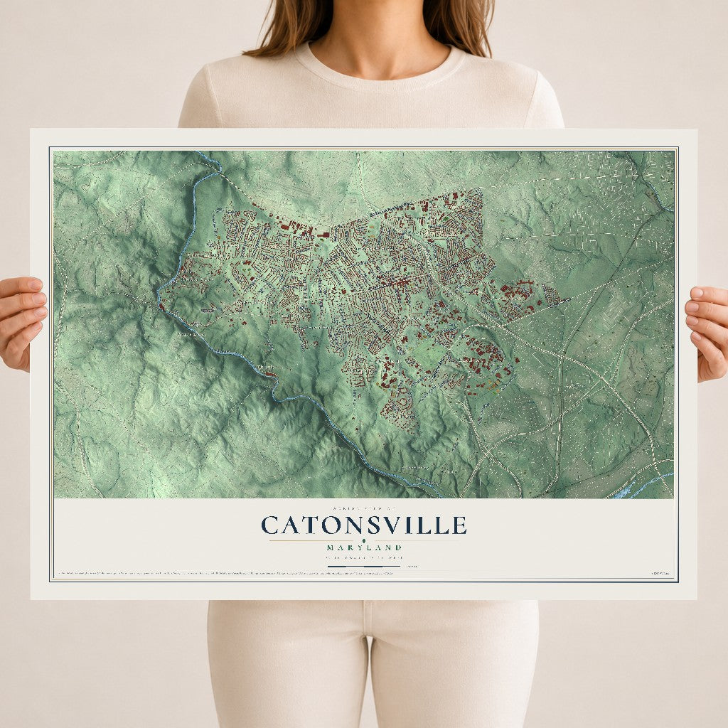 Map of Catonsville, Maryland, 18 x 24 inch unframed archival matte print