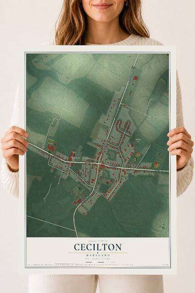 Map of Cecilton, Maryland, 18 x 24 inch unframed archival matte print