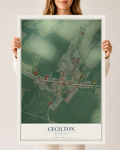 Map of Cecilton, Maryland, 24 x 36 inch unframed archival matte print