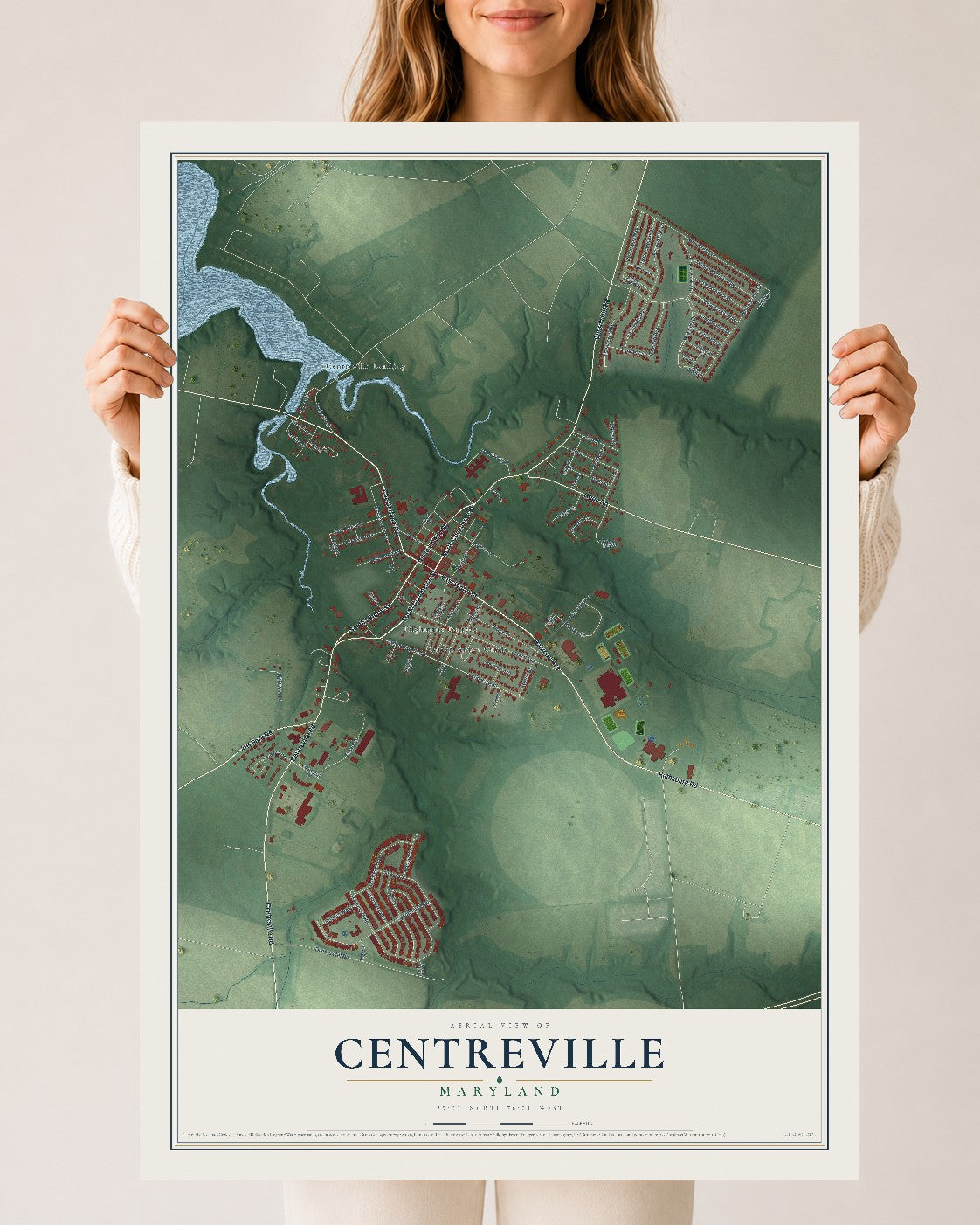 Map of Centreville, Maryland, 24 x 36 inch unframed archival matte print
