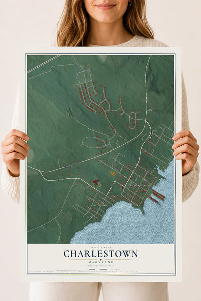 Map of Charlestown, Maryland, 18 x 24 inch unframed archival matte print