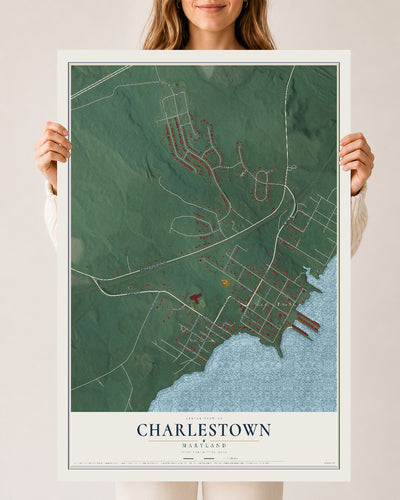 Map of Charlestown, Maryland, 24 x 36 inch unframed archival matte print