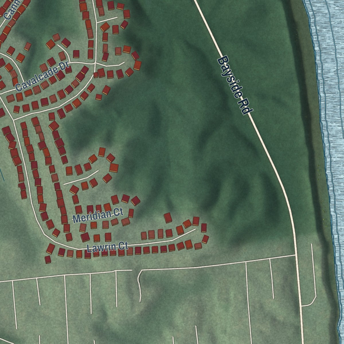 Second close-up of the map of Chesapeake Beach, Maryland print showing more streets and buildings