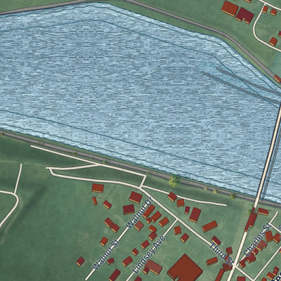Second close-up of the map of Chesapeake City, Maryland print showing more streets and buildings
