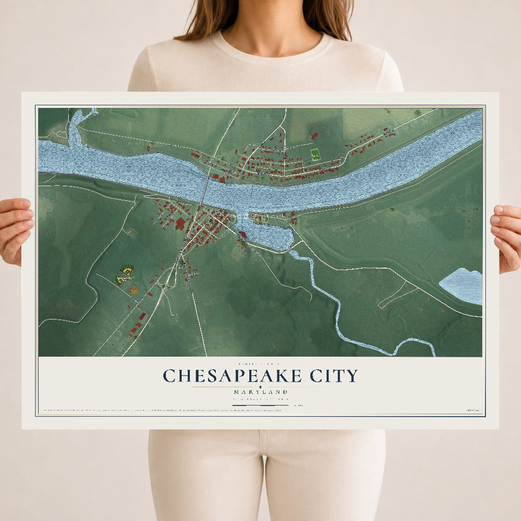 Map of Chesapeake City, Maryland, 18 x 24 inch unframed archival matte print