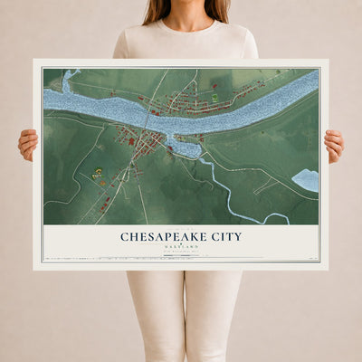 Map of Chesapeake City, Maryland, 24 x 36 inch unframed archival matte print