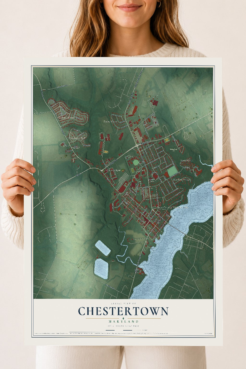 Map of Chestertown, Maryland, 18 x 24 inch unframed archival matte print
