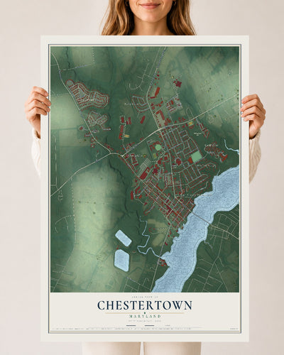 Map of Chestertown, Maryland, 24 x 36 inch unframed archival matte print