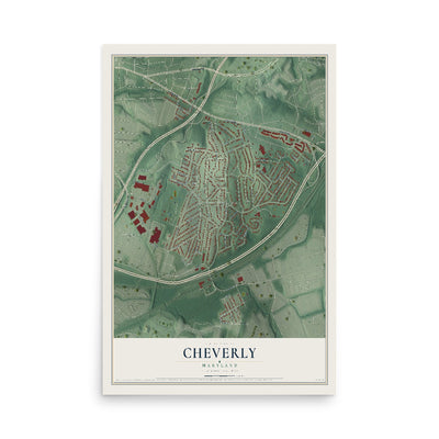 Map of Cheverly, Maryland, 12 x 18 inch unframed archival matte print