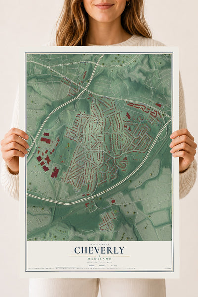 Map of Cheverly, Maryland, 18 x 24 inch unframed archival matte print