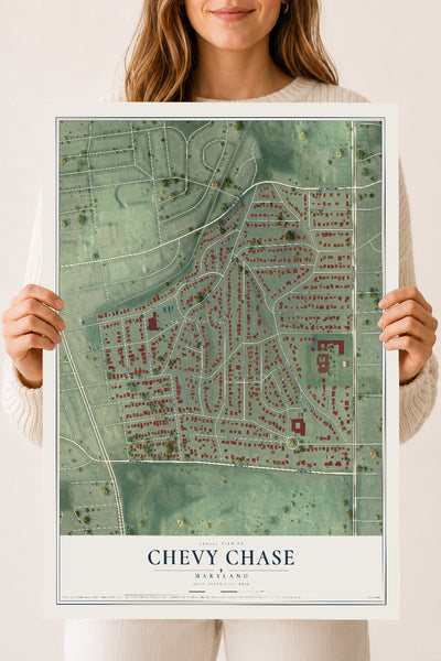 Map of Chevy Chase, Maryland, 18 x 24 inch unframed archival matte print