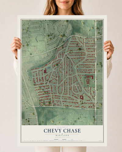 Map of Chevy Chase, Maryland, 24 x 36 inch unframed archival matte print