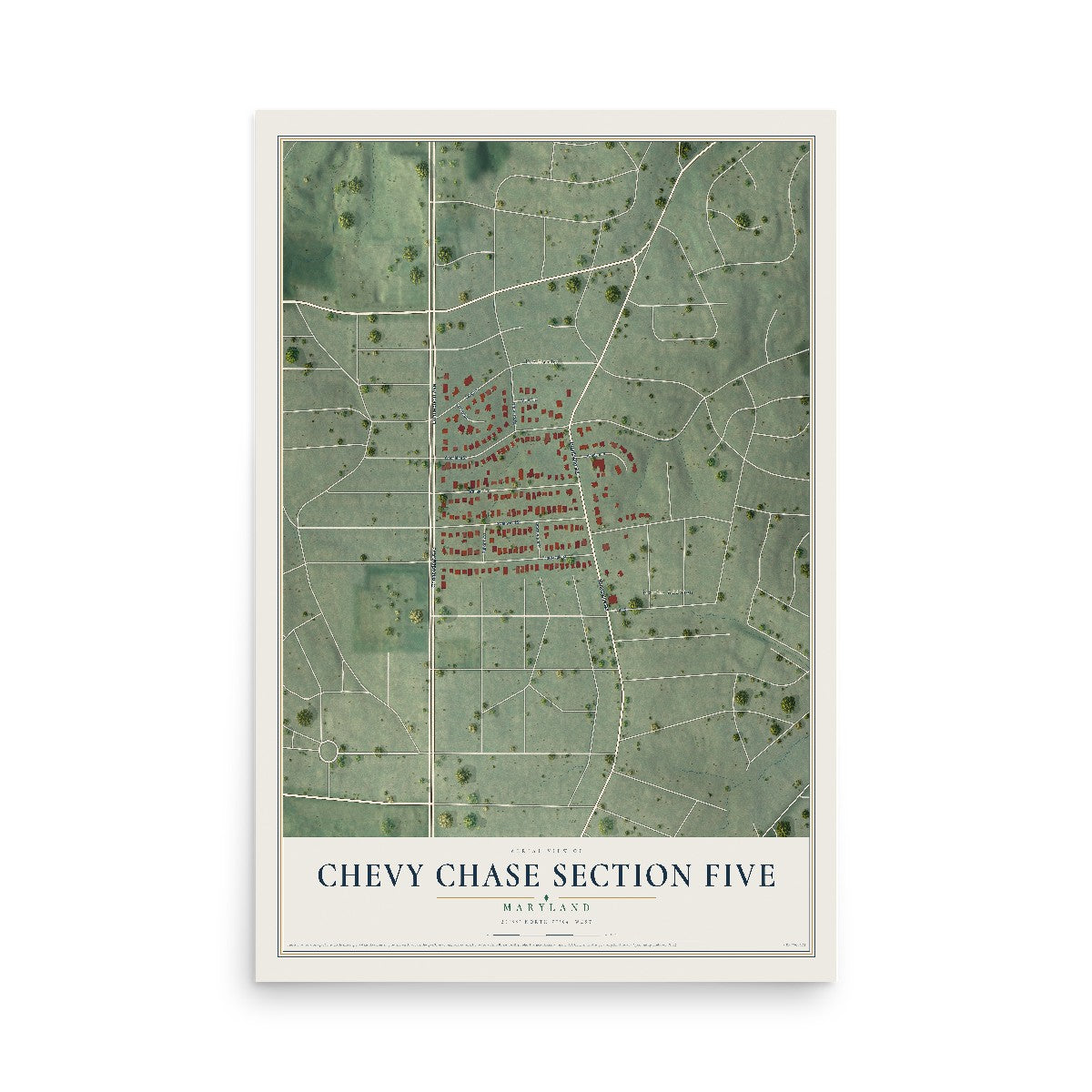 Map of Chevy Chase Section Five, Maryland, 12 x 18 inch unframed archival matte print