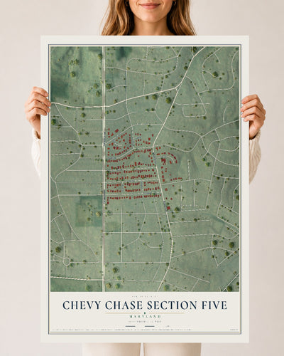 Map of Chevy Chase Section Five, Maryland, 24 x 36 inch unframed archival matte print