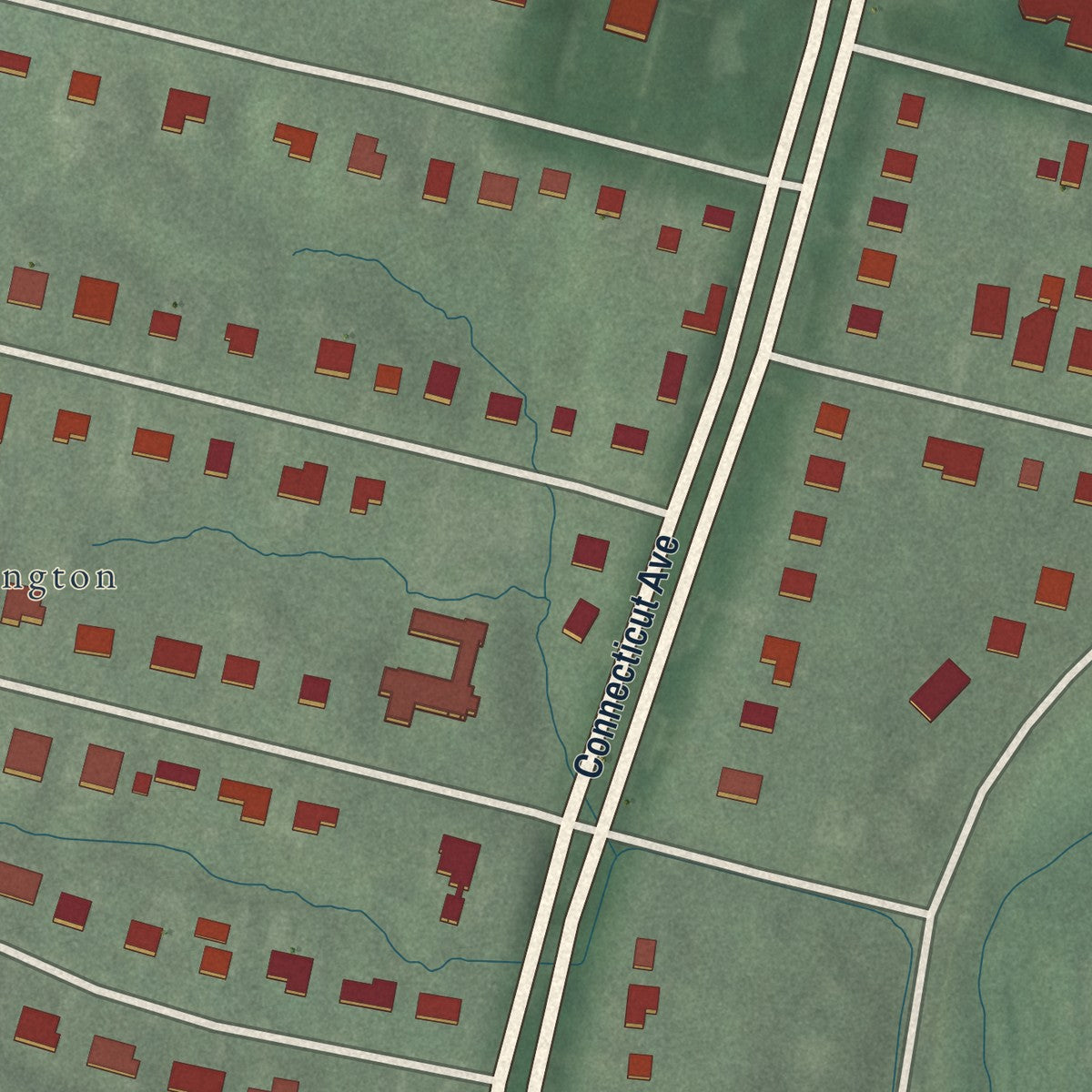 Close-up of the map of Chevy Chase View, Maryland print showing street and building detail