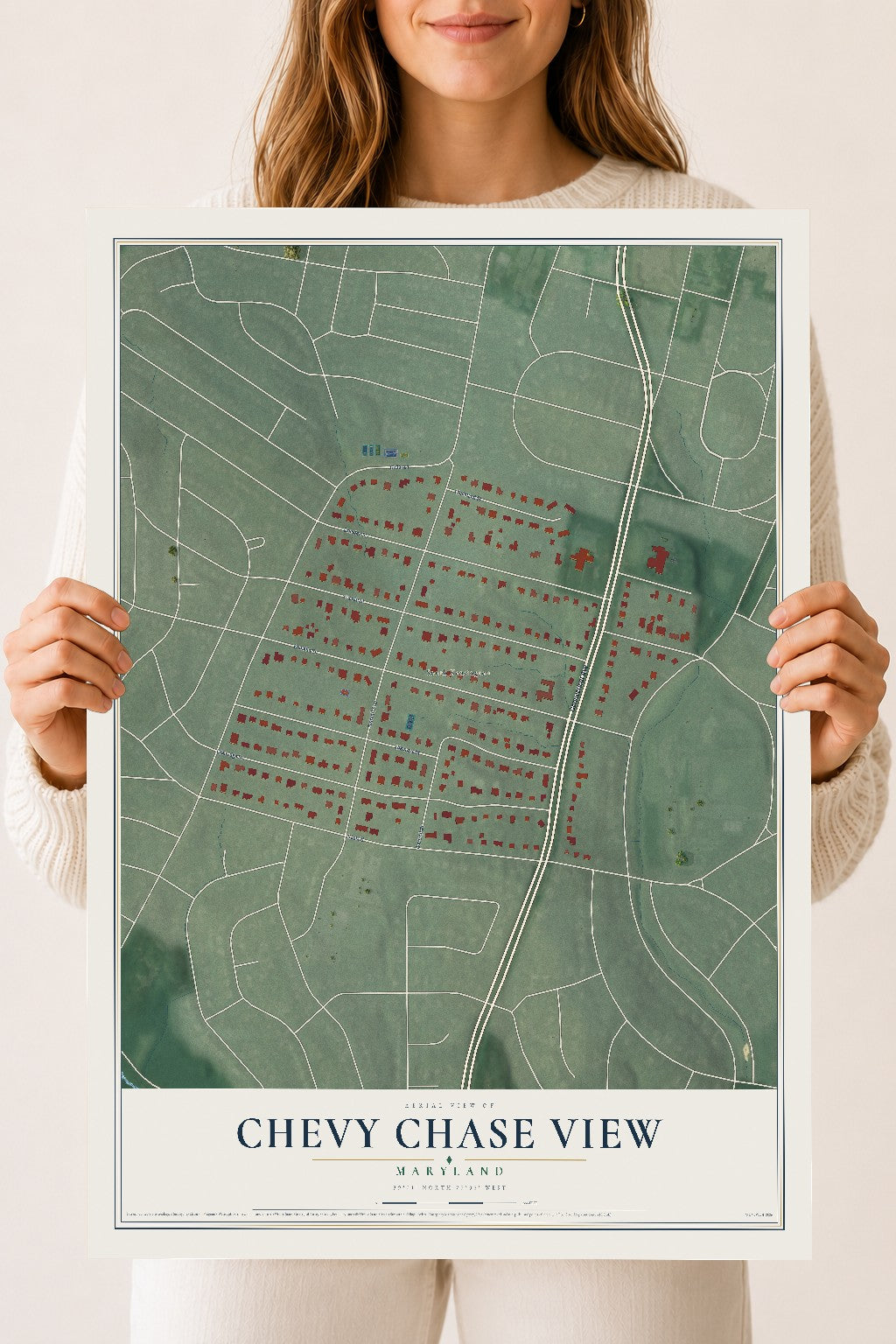 Map of Chevy Chase View, Maryland, 18 x 24 inch unframed archival matte print
