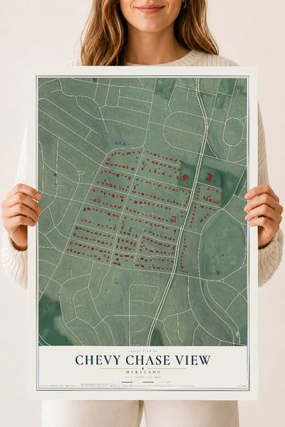 Map of Chevy Chase View, Maryland, 18 x 24 inch unframed archival matte print