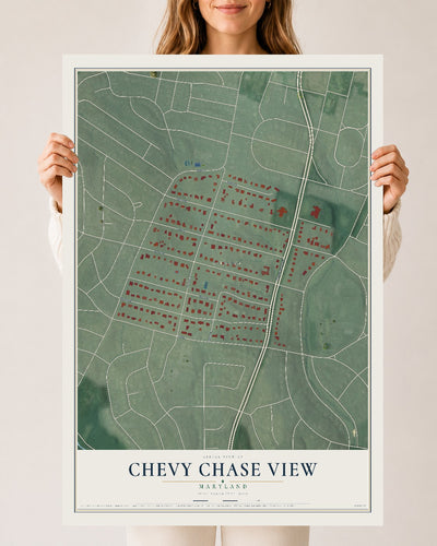 Map of Chevy Chase View, Maryland, 24 x 36 inch unframed archival matte print