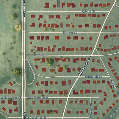 Close-up of the map of Chevy Chase Village, Maryland print showing street and building detail