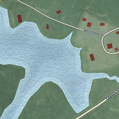 Close-up of the map of Church Creek, Maryland print showing street and building detail