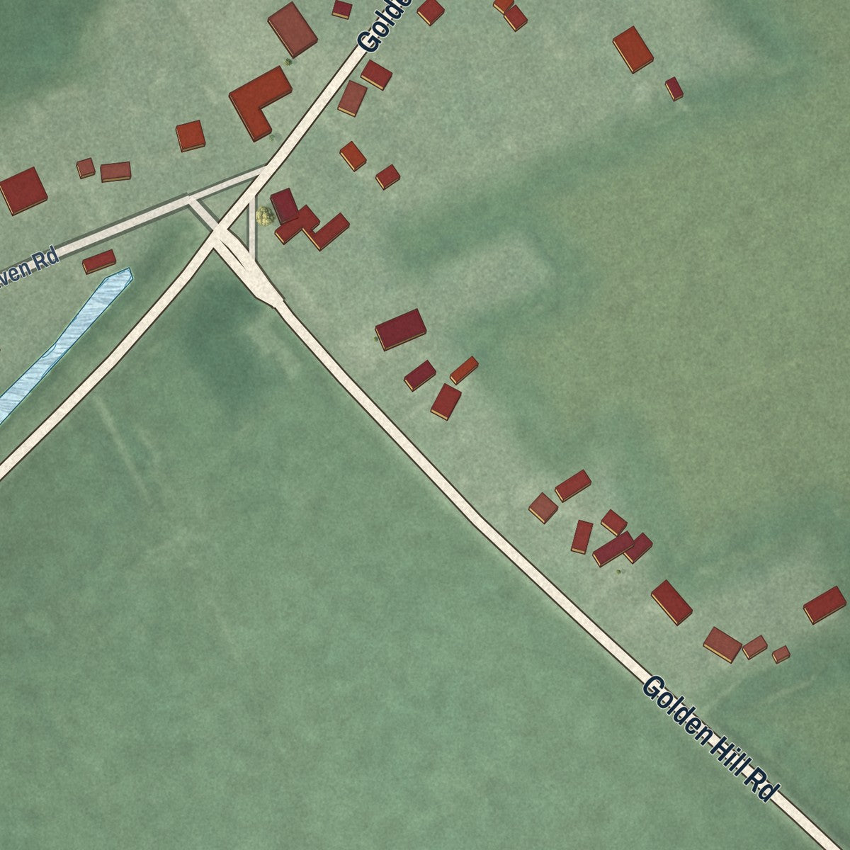 Second close-up of the map of Church Creek, Maryland print showing more streets and buildings