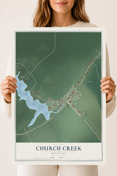 Map of Church Creek, Maryland, 18 x 24 inch unframed archival matte print