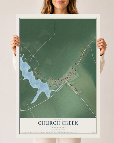 Map of Church Creek, Maryland, 24 x 36 inch unframed archival matte print