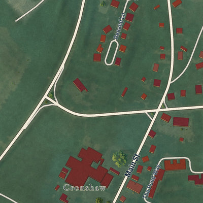 Second close-up of the map of Church Hill, Maryland print showing more streets and buildings