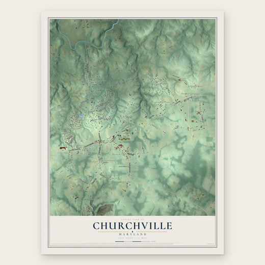 Churchville, Maryland map print, the full design