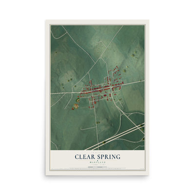 Map of Clear Spring, Maryland, 12 x 18 inch unframed archival matte print
