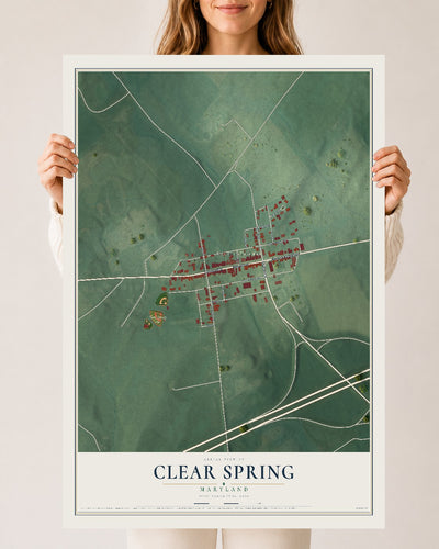 Map of Clear Spring, Maryland, 24 x 36 inch unframed archival matte print