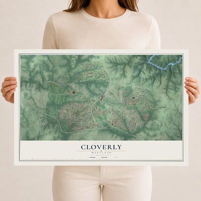 Map of Cloverly, Maryland, 12 x 18 inch unframed archival matte print