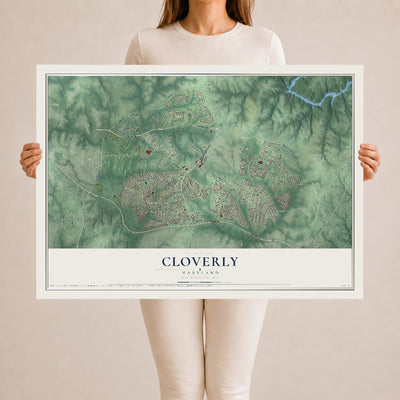 Map of Cloverly, Maryland, 24 x 36 inch unframed archival matte print