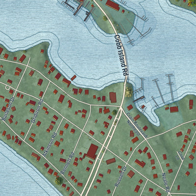 Close-up of the map of Cobb Island, Maryland print showing street and building detail