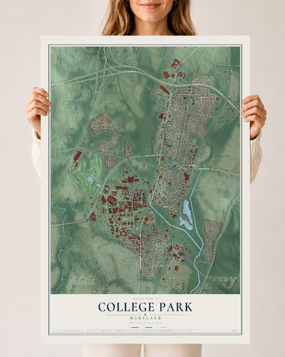 Map of College Park, Maryland, 24 x 36 inch unframed archival matte print
